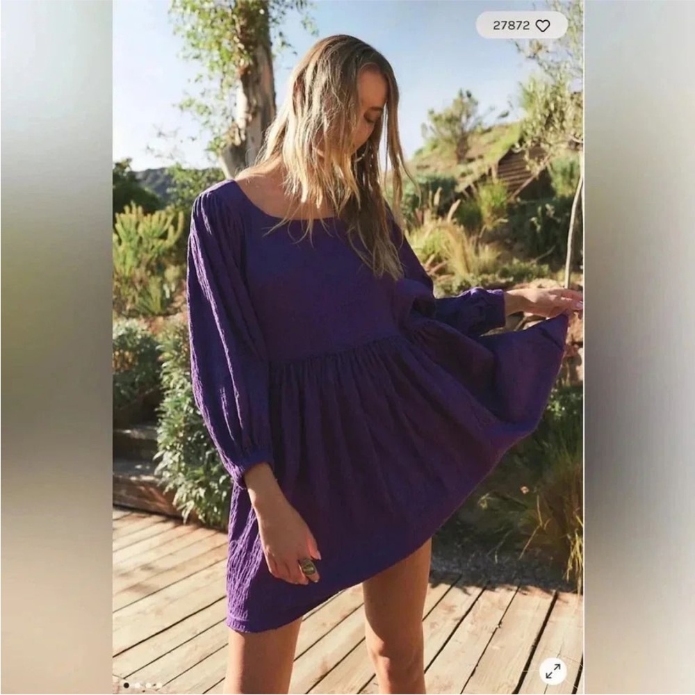 Free People get obsessed babydoll mini dress M Oversized‎ Gauzy Beach Vacation